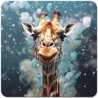 Warren Reed - Designer Splashart Giraffe Face Coasters - Set of 4 in Grey