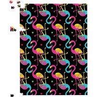 Warren Reed - Designer Vivid Flamingo Pattern Jigsaw Puzzle in Black | Size: 500 Piece
