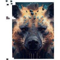 Warren Reed - Designer Hyena Face Splashart Dark Background Jigsaw Puzzle in Brown | Size: 1000 Pieces