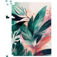 Warren Reed - Designer Green Feather leaves Tropical Jigsaw Puzzle | Size: 500 Piece