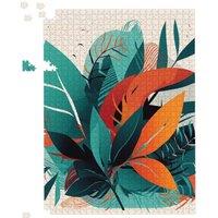 Warren Reed - Designer Green Orange Tropical Leaves Jigsaw Puzzle | Size: 500 Piece