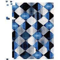 Warren Reed - Designer Square Checkered Pattern Jigsaw Puzzle in Blue | Size: 1000 Pieces