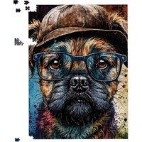 Warren Reed - Designer Border Terrier Dog Face Splashart Jigsaw Puzzle | Size: 500 Piece