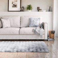New Edge Blinds Deluxe Fur Rug in Silver | Size: 80 cm x 150 cm