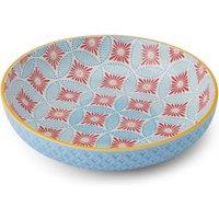 Mikasa Glazed Stoneware Coupe Pasta Bowl, Blue Mosaic Design, 21cm
