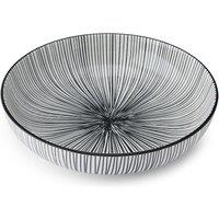 Mikasa Glazed Stoneware Coupe Pasta Bowl, Green Geometric, 21cm in Black