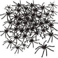 Shatchi 24 Black Plastic Halloween Spiders - Spooky & Scary, 5cm Each, Durable Material