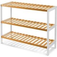 Keplin 3-Tier Bamboo Shoe Rack - Wooden Shoe Organiser with Large Capacity in Natural White