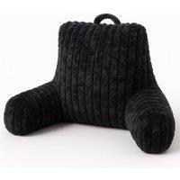 Aamira Reading Pillow Black Faux Fur Ribbed Memory Foam Support Cushion
