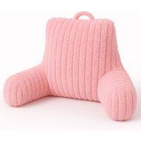 Aamira Reading Pillow Pink Faux Fur Ribbed Memory Foam Support Cushion