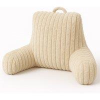 Aamira Reading Pillow Cream Faux Fur Ribbed Memory Foam Support Cushion