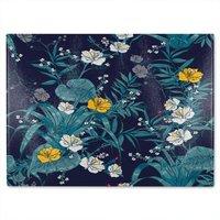 Benjamin Tate Design Blue & Yellow Flowers Glass Chopping Board in Natural