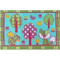 HomeSpace Direct Woodland Animals Childrens Non-Slip Rug | Size: 60 cm x 90 cm