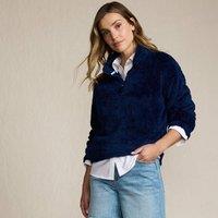 Lands' End Women's Petite Softest Fleece Quarter Zip Top in Navy | Size: 10-12