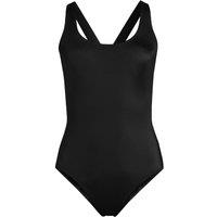 Lands' End Women's Plus Tugless High Leg X-back Swimsuit in Black | Size: 16