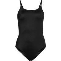 Lands' End Women's Tugless Thin Strap Swimsuit, High Leg in Black | Size: 10