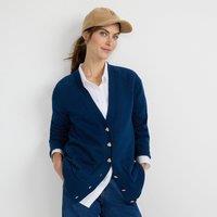 Lands' End Women's Plus Drifter Cotton Relaxed V-neck Cardigan in Navy | Size: 10-12