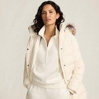 Lands' End Women's Serious Sweats Quarter Zip Sweatshirt in Ivory | Size: 14-16