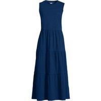 Lands' End Women's Sleeveless Tiered Jersey Midi Dress in Navy | Size: 10-12