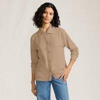 Lands' End Women's Waffle Knit Collared Jacket in Light Brown | Size: 16-18