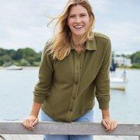 Lands' End Women's Waffle Knit Collared Jacket in Olive | Size: 16-18