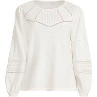 Lands' End Women's Plus Long Sleeve Slub Cotton Pintuck Top in Ivory | Size: 20-22