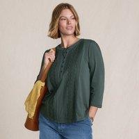 Lands' End Women's Lightweight Cotton Modal Embellished Blouse in Bottle Green | Size: 10-12
