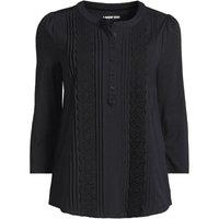 Lands' End Women's Lightweight Cotton Modal Embellished Blouse in Black | Size: 16-18