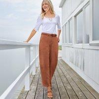Lands' End Women's Barrel Leg Chinos, High Waisted in Brown | Size: 14-16