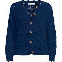 Lands' End Women's Textured Scallop Trim Cardigan in Navy | Size: 10-12