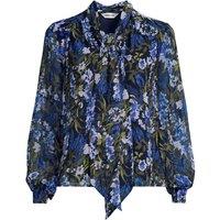 Lands' End Women's Chiffon Blouse with Removable Neck Tie in Navy | Size: 14-16