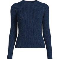 Lands' End Women's Ribbed Cotton Blend Sweater in Navy | Size: 14-16