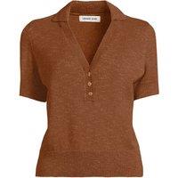 Lands' End Women's Short Sleeve Polo Sweater Top in Brown | Size: 14-16