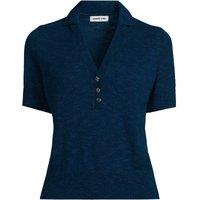 Lands' End Women's Short Sleeve Polo Sweater Top in Navy | Size: 14-16