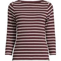 Lands' End Women's Petite Three-Quarter Sleeve Cotton Boatneck Top in Burgundy | Size: 10-12
