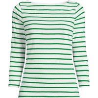 Lands' End Women's Striped Three Quarter Sleeve Boatneck Cotton Top in Green | Size: 20