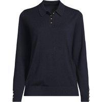 Lands' End Women's Silk Touch Knitted Polo with Gold Buttons in Navy | Size: 8