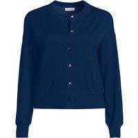 Lands' End Women's Fine Gauge Cropped Cotton Cardigan in Navy | Size: 16-18