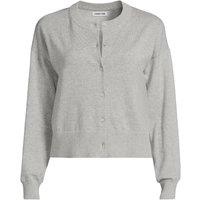 Lands' End Women's Fine Gauge Cropped Cotton Cardigan in Grey | Size: 20