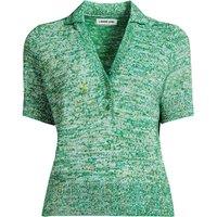 Lands' End Women's Short Sleeve Polo Sweater Top in Bottle Green | Size: 14-16
