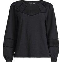 Lands' End Women's Long Sleeve Slub Cotton Pintuck Blouse in Black | Size: 14-16