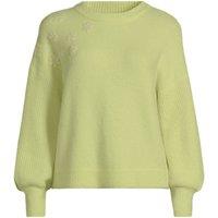 Lands' End Women's Wool Touch Embroidered Balloon Sleeve Jumper in Green | Size: 14-16
