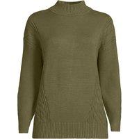Lands' End Women's Silk Touch Polo Neck Jumper in Olive | Size: 14-16