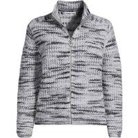 Lands' End Women's Petite Knitted Zip-Up Cardigan in Dark Grey | Size: 16-18