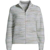 Lands' End Women's Petite Knitted Zip-Up Cardigan in Green | Size: 14-16