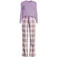 Lands' End Women's Plus Cotton-Modal/Flannel Pyjama Set in Violet | Size: 28-30