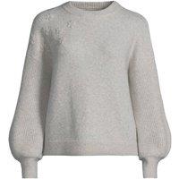 Lands' End Women's Wool Touch Embroidered Balloon Sleeve Jumper in Ivory | Size: 8