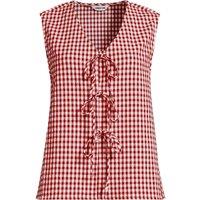 Lands' End Women's Gingham Tie Front Top in Khaki | Size: 16