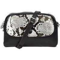 House of Leather Women's Real Leather Crossbody Bag Small Exotic Snake-Print Sahara in Black