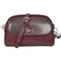House of Leather Women's Real Leather Crossbody Bag Small Exotic Snake-Print Sahara in Red